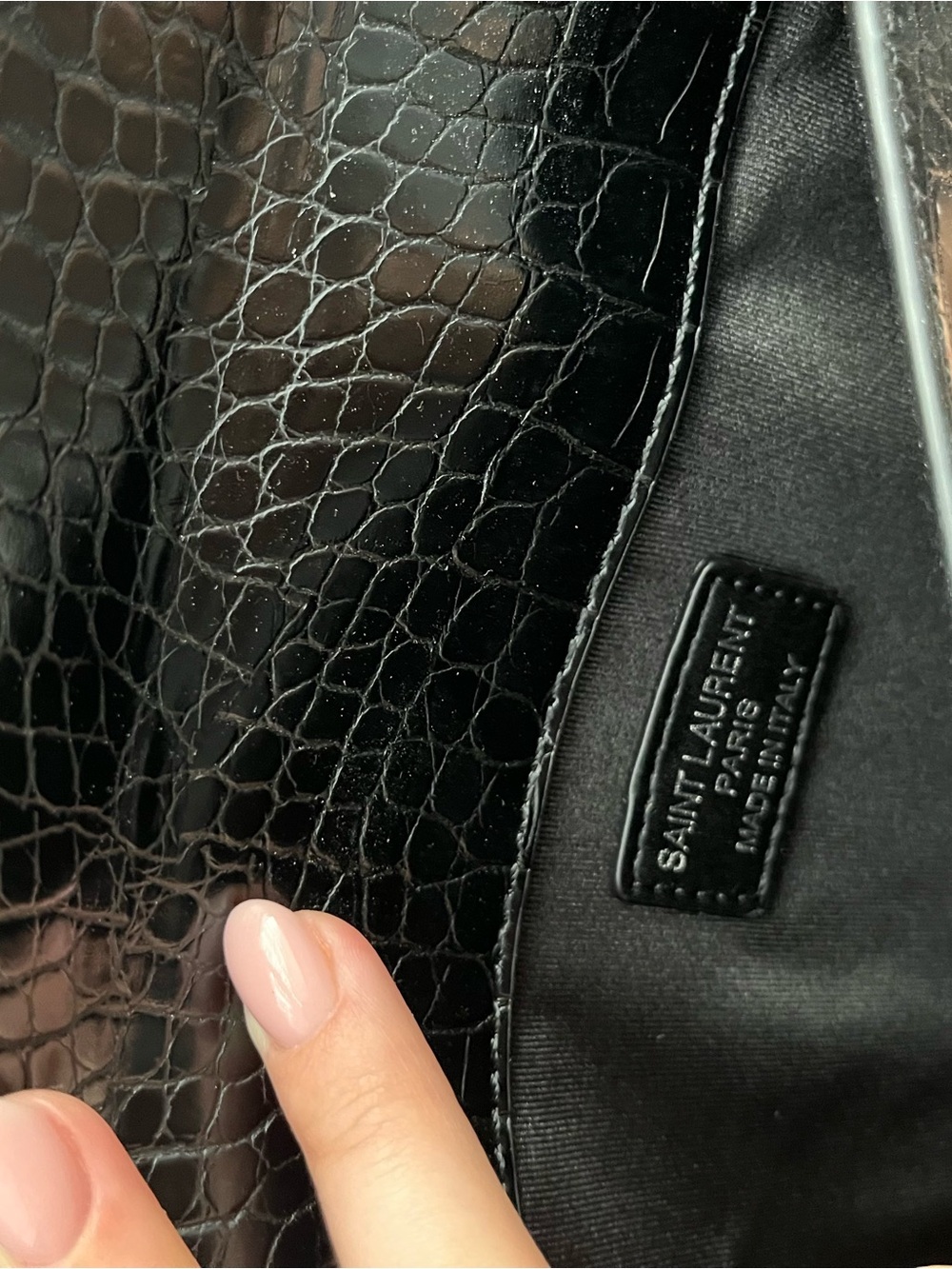 Saint Laurent Black Croc-Embossed Uptown Clutch - Picture 7 of 7